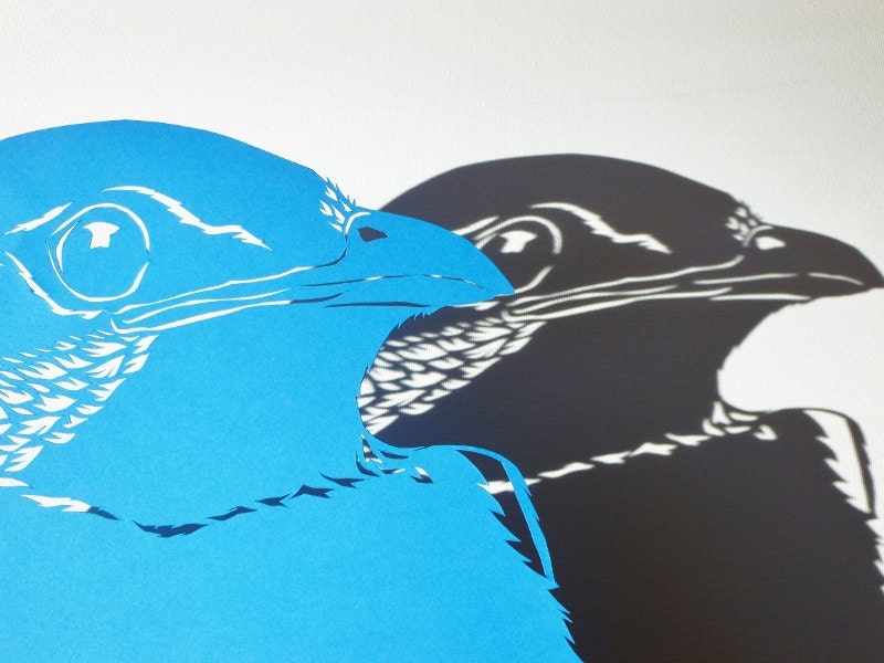 Papercut Martin - Original Hand-cut Paper Artwork - Bird Portrait