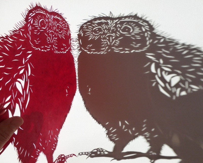 Papercut Owl - Original Hand-cut Paper Artwork - Bird Series