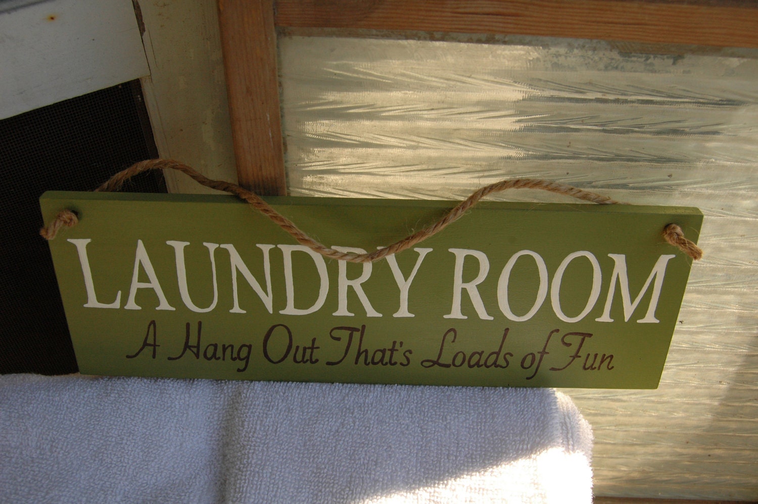 LAUNDRY ROOM A Hang Out That's Loads of Fun wood sign