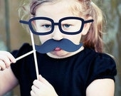 Mustaches & Glasses Photo Booth Props - Party Props - 15 Piece Set - Birthday Party - Wedding - Props on a Stick - Mustache on a Stick