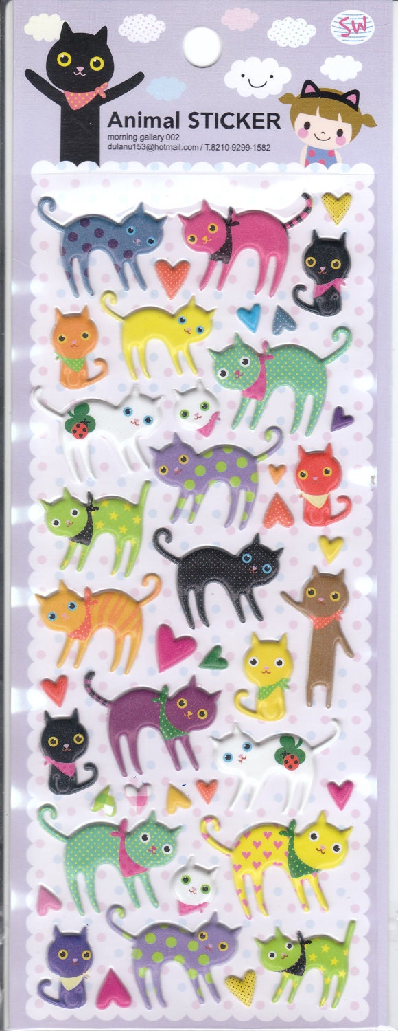 Kawaii Korean Super Cute Cat Puffy Animal Stickers - Perfect for scrapbooking, card-making, dairy, journaling, etc.
