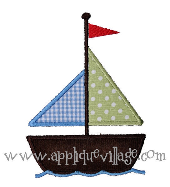 Sailboat Applique Embroidery Design by appliquevillage on Etsy