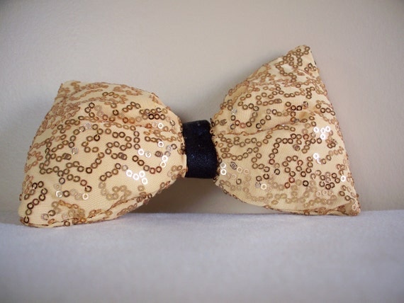 Black and Gold Sequin Hair Bow