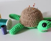 Amigurumi Tortoise pin cushion.