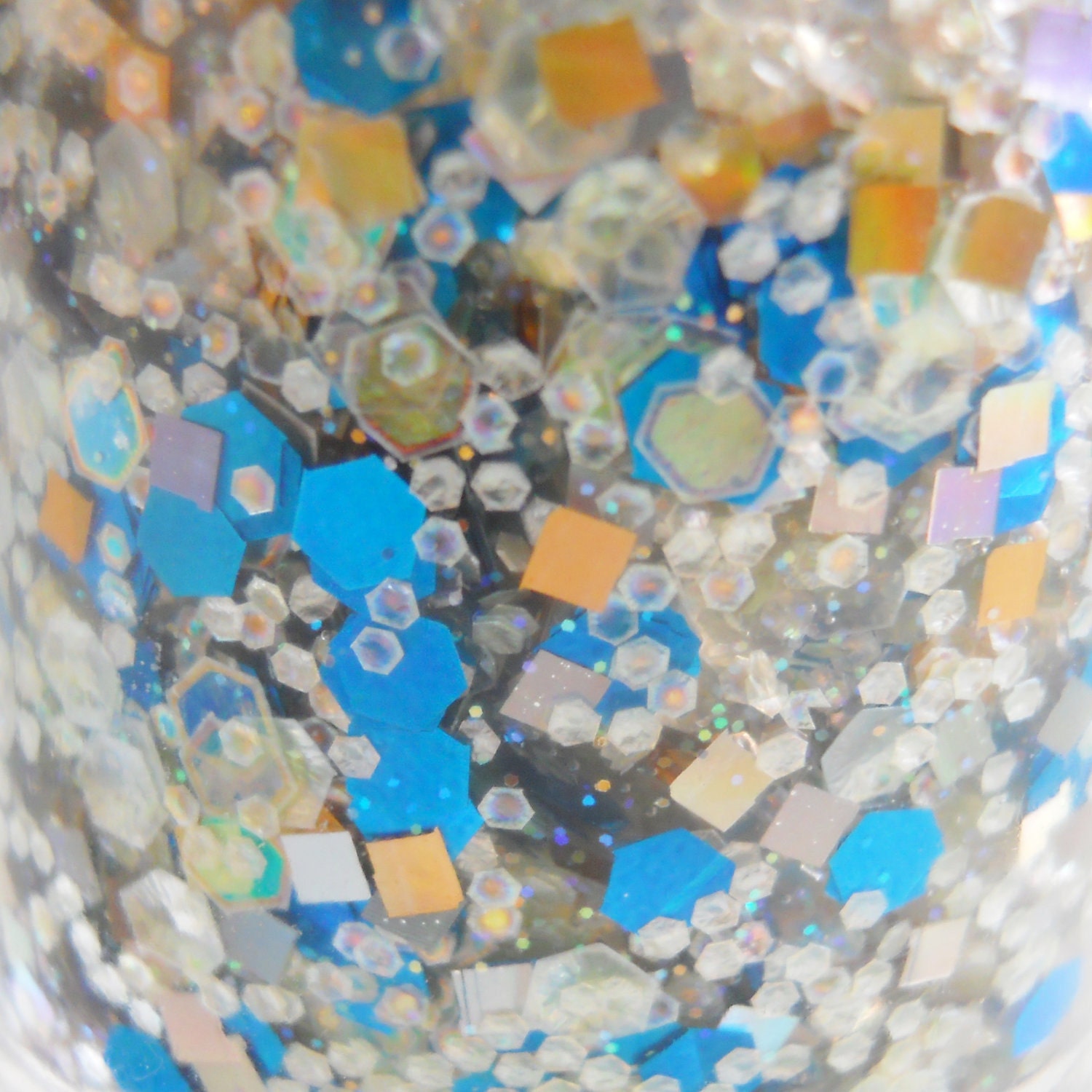 Clear Glitter Nail Polish "Fish Scales" Full Size Bottle 0.5 oz Indie Franken Polish Top Coat