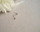 Sterling silver nose stud, Recycled silver nostril screw, L bend nose stud, Disc nose stud