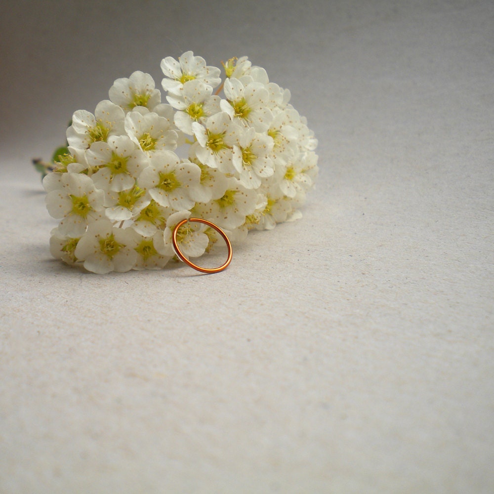 Huggie hoops, Nose rings, Non tarnish copper rings, Thin copper tiny hoops, 24 gauge nose rings, Copper endless hoops, Set of 5