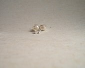 Tiny studs, Set of 3 pairs, Fine silver post earrings with tiny molten balls, Bright or oxidized, Butterfly backs included