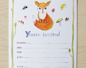 Little Fox invitation, 10 pcs