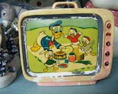 Antique Rare Walt Disney's Ceramic Television Bank with Donald Duck and Nephews
