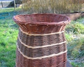 Willow Designer Display Basket, Square Base, Round Top, no Handle, Three Natural Colours, medium.  (ref 8)