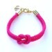 Neon Pink Rope Bracelet with Gold Anchor - Skipper Bracelet