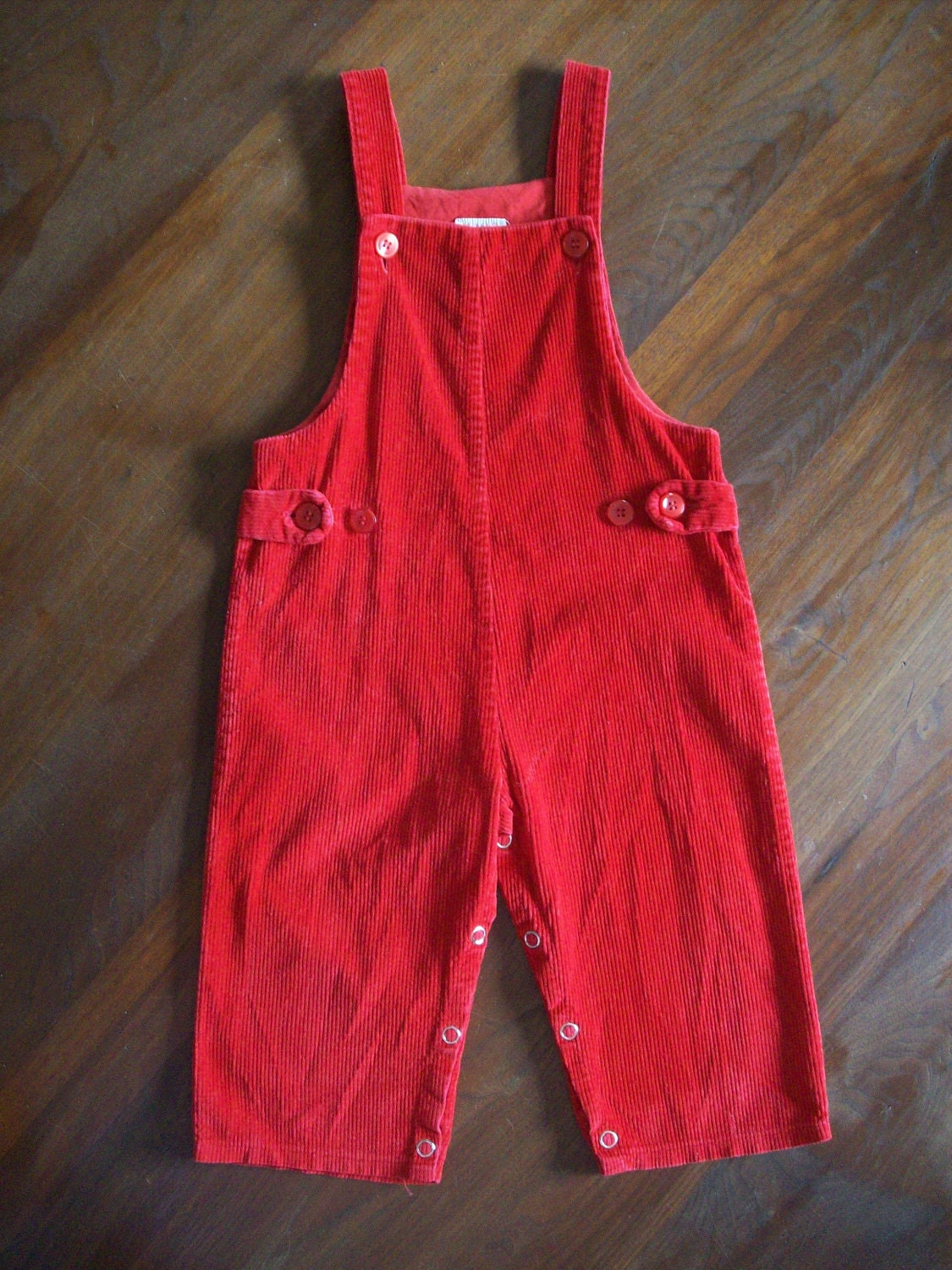 Vintage Little Ones 24m Red Corduroy Bib Overalls