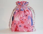 Medium Knitting Project Bag - Drawstring Bag - Lizzy House's "Outfoxed"