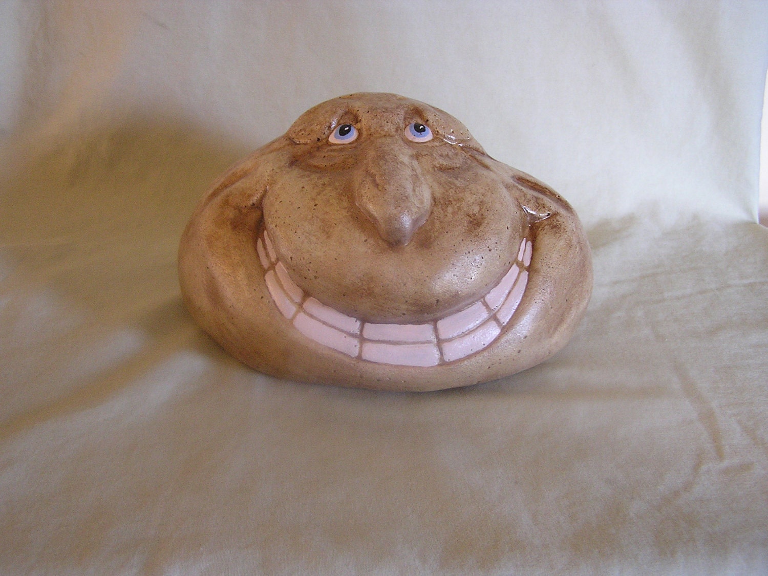 Concrete Garden Rock Face Smiley by KobysConcrete on Etsy