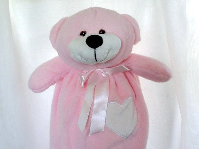 Adorable Pink Bear Blankey Soft, Plush Stuffed Animal Custom Embroidered Monogramed