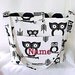 Purse, Tote Bag Fabric Handmade Tote Custom Embroidered with Monogram Owl Print