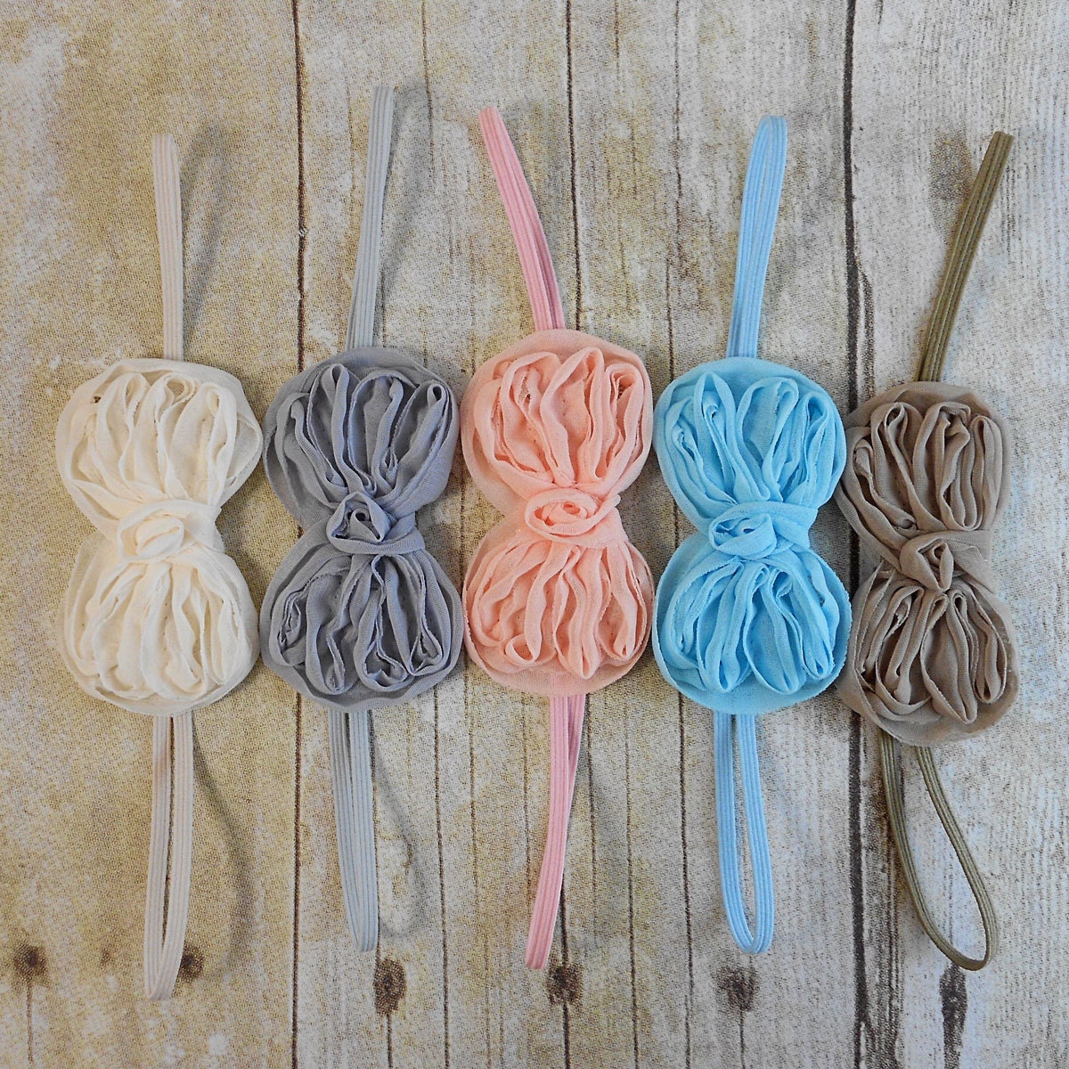 LAST SET Chiffon Bows, Set of 5 Bow Headbands