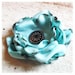 Flower Hair Clip - SINGED FLOWER - Blue with Metal Button
