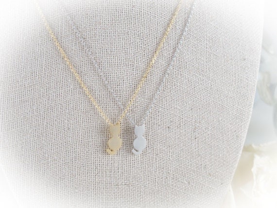 tiny cat necklace in gold / silver