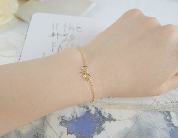 tiny small cute bow bracelet CHOOSE ONE gold / silver / rose gold