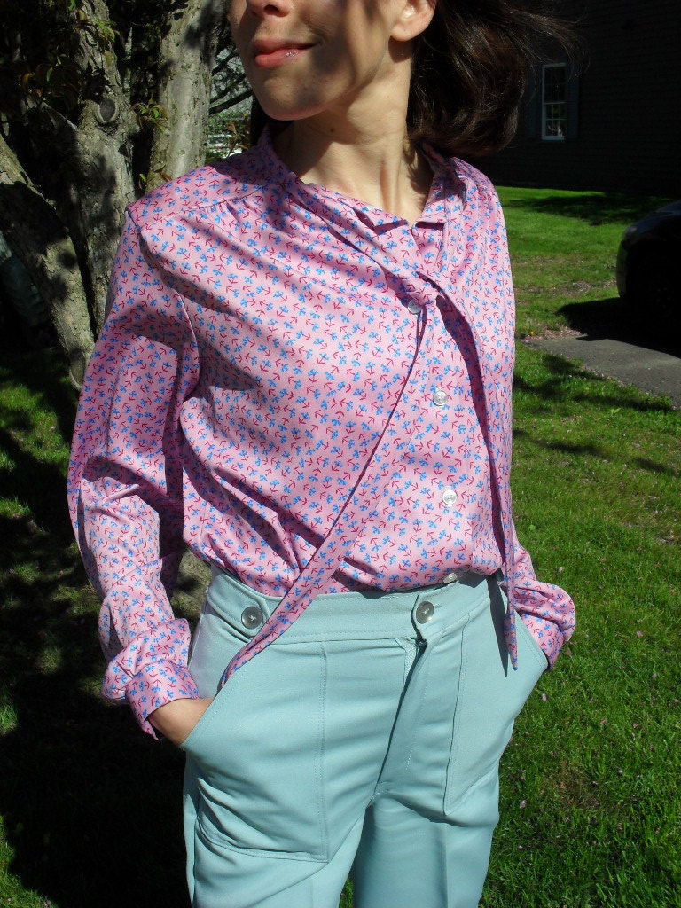 Spring Lilac Secretary Blouse with Bluebell Detail
