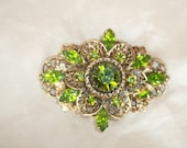 Vintage Peridot Colored Brooch  Wedding or Christmas gift idea