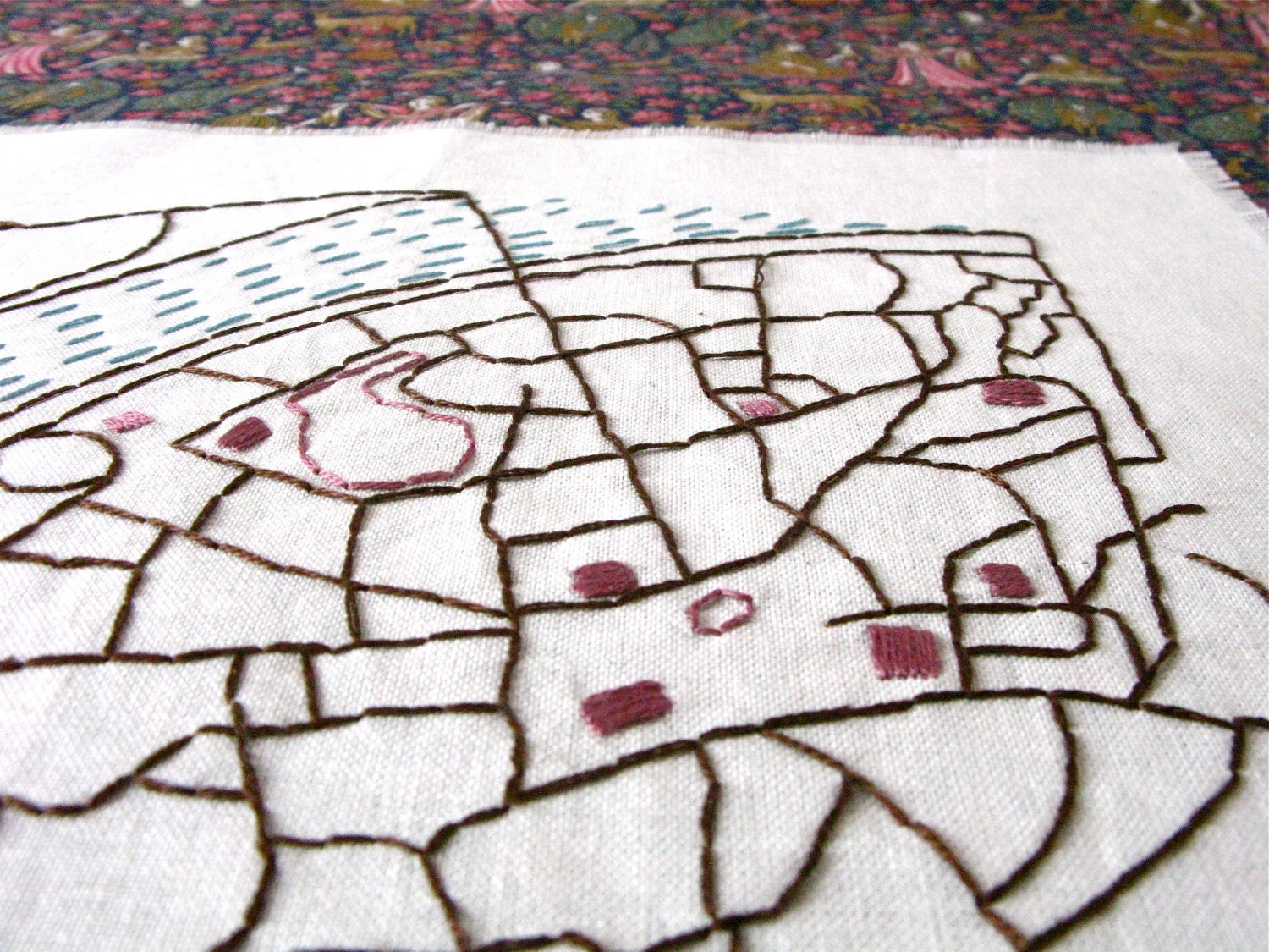 Your Hometown Custom Embroidered Map
