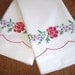 Vintage Red Rose Pillowcases / Cross Stitch Embroidery / Hand Embroidered Pillowcase Pair