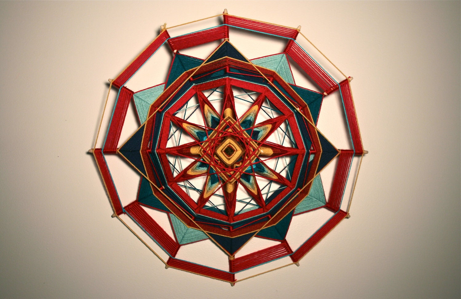 24 inch Twelve Sided Ojos de Dios Acrylic Yarn Mandala