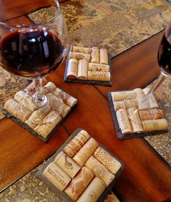 Slate Wine Cork Coasters Perfect for Bridesmaid & Wedding Gifts