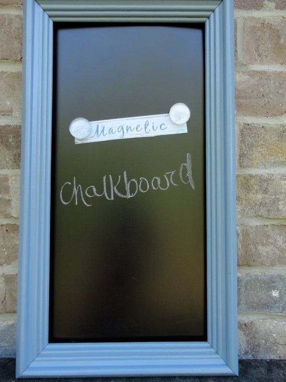 Slate Blue Framed Chalkboard Wooden by whogivesacraft28