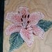 Lovely Lily Petite Quilted Wall Hanging, Magnolia fabric set Stargazer Lily, Wire hanger