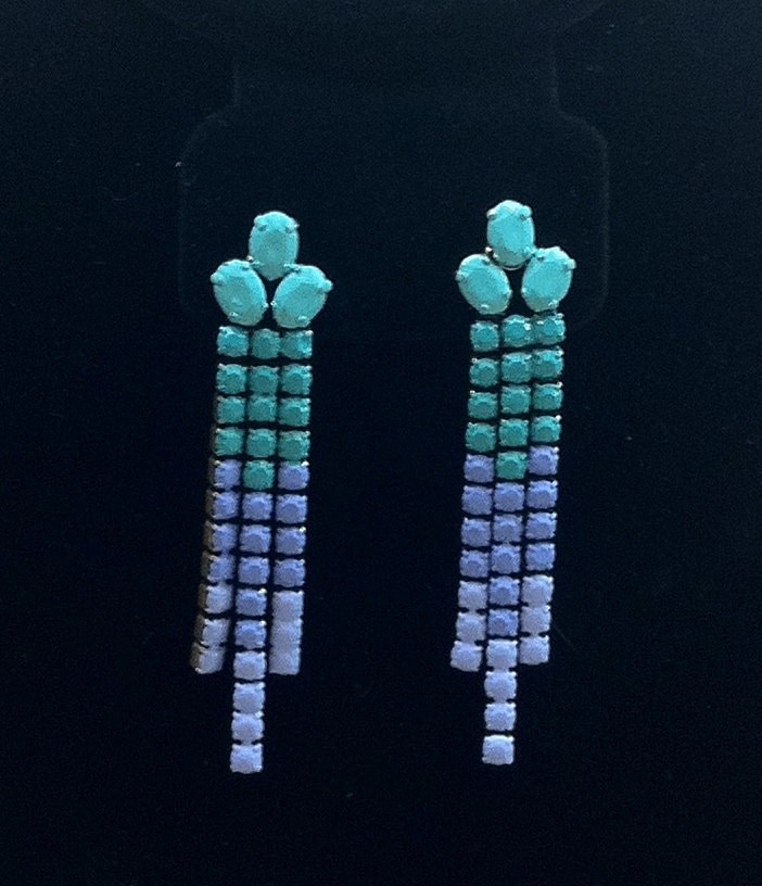 Hand Painted Rhinestone Earrings