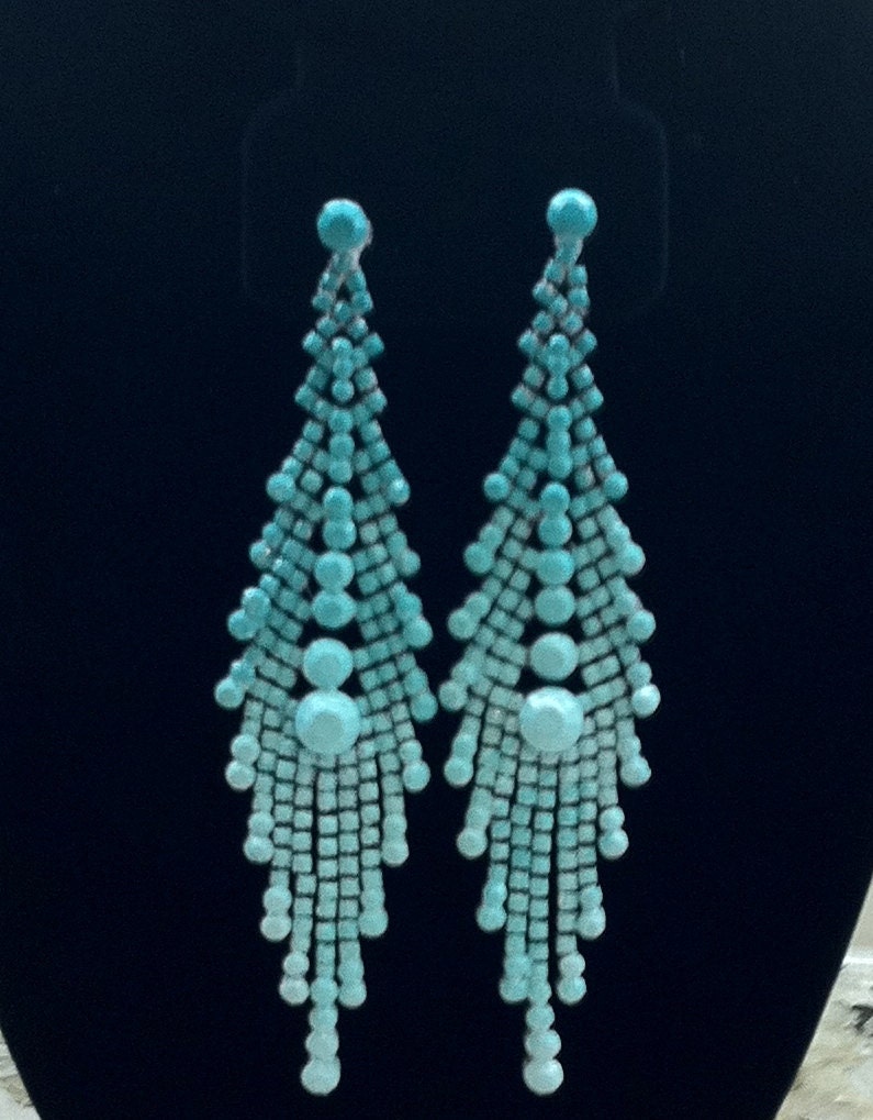 Handpainted Neon Rhinestone Earrings I
