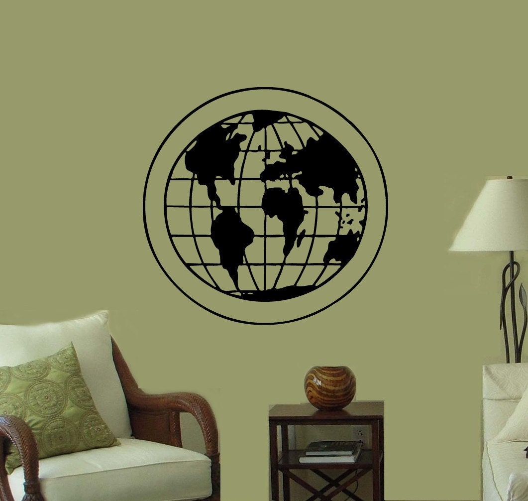 Items similar to World Globe Decal Vinyl Wall Graphics Art Decal LARGE