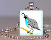 SALE Spring Blowout - Scrabble Tile Jewelry - Scrabble Tile Pendant - Gray Quail 369 -