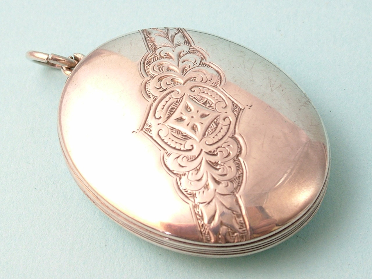 Antique Victorian 1800s, sterling silver, hand engraved locket