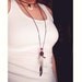 Feather Necklace - With Feathers and Wood Pearls Pendant - Violet, Purple Hippie Jewellery