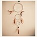 Dream Catcher - Sparkling Childhood - With Glitter Powderd Shelles, Natural Brown Feathers and Light Blue Nett - Home Decor, Mobile