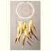 Dream Catcher - Fresh stunning - With Natural Yellow Feathers, White Frame and Transitional Yellow-Brown Nett - Home Decor, Mobile