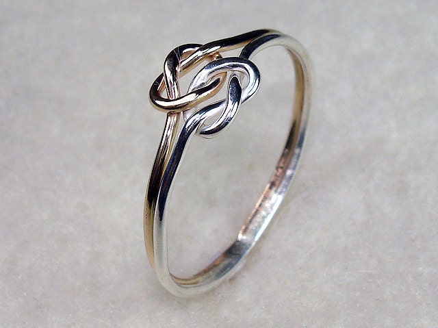 Mini Celtic Double Love Knot Ring with Argentium Silver and 14kt Gold Filled