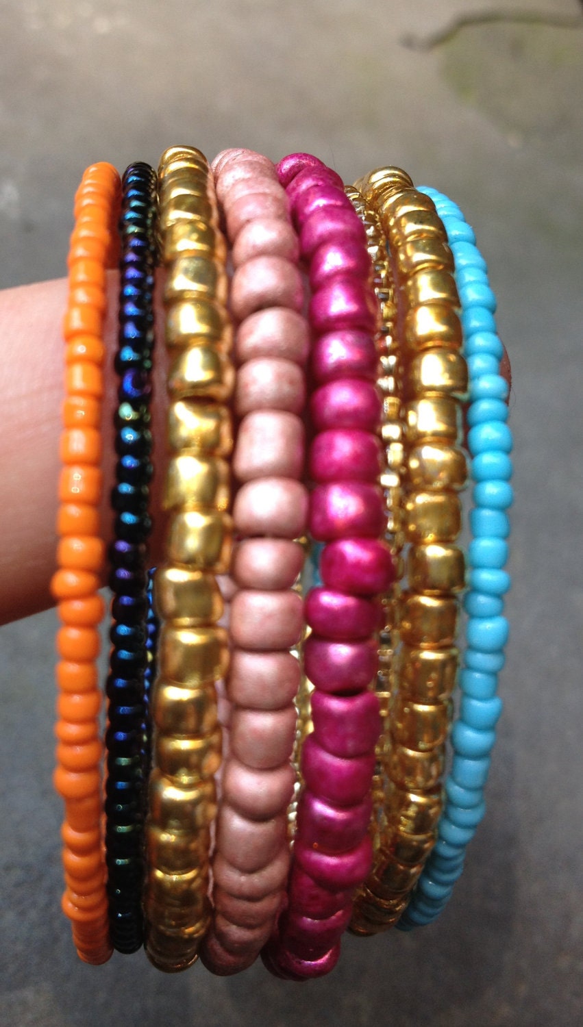 Neon and Gold Coil Bracelet