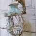Shabby chic scroll work metal lantern candle holder with hanger ooak Anita Spero