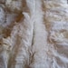 White Christmas tablecloth burlap recycled materials lace ruffles table linen all hand made ooak  Anita Spero