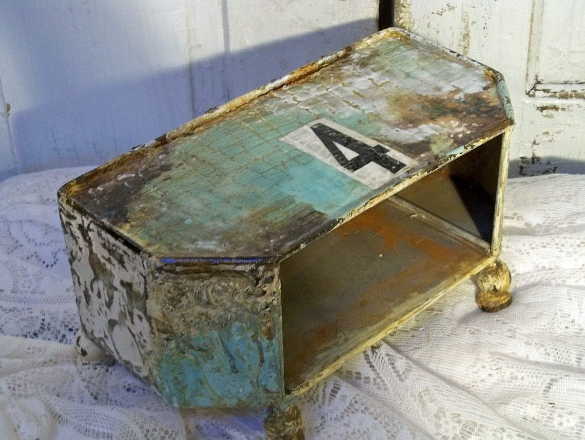 Shabby chic rusty industrial metal box distressed OOAK Anita Spero