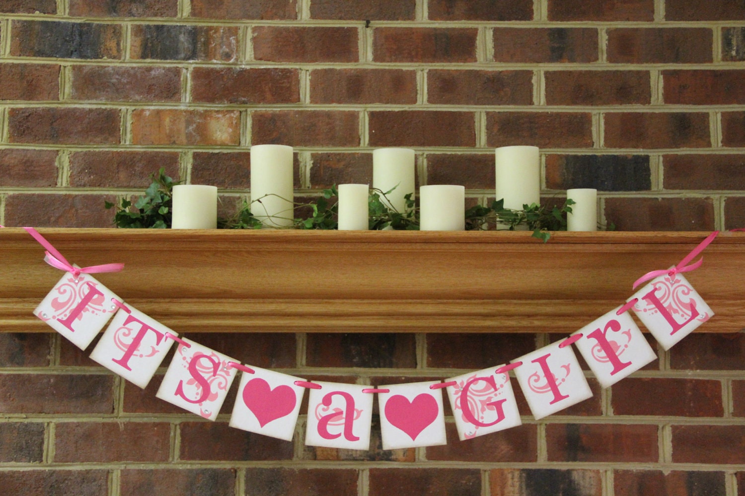 It's A Girl Banner, Baby Shower, Birth, Announcements with Your Custom Colors