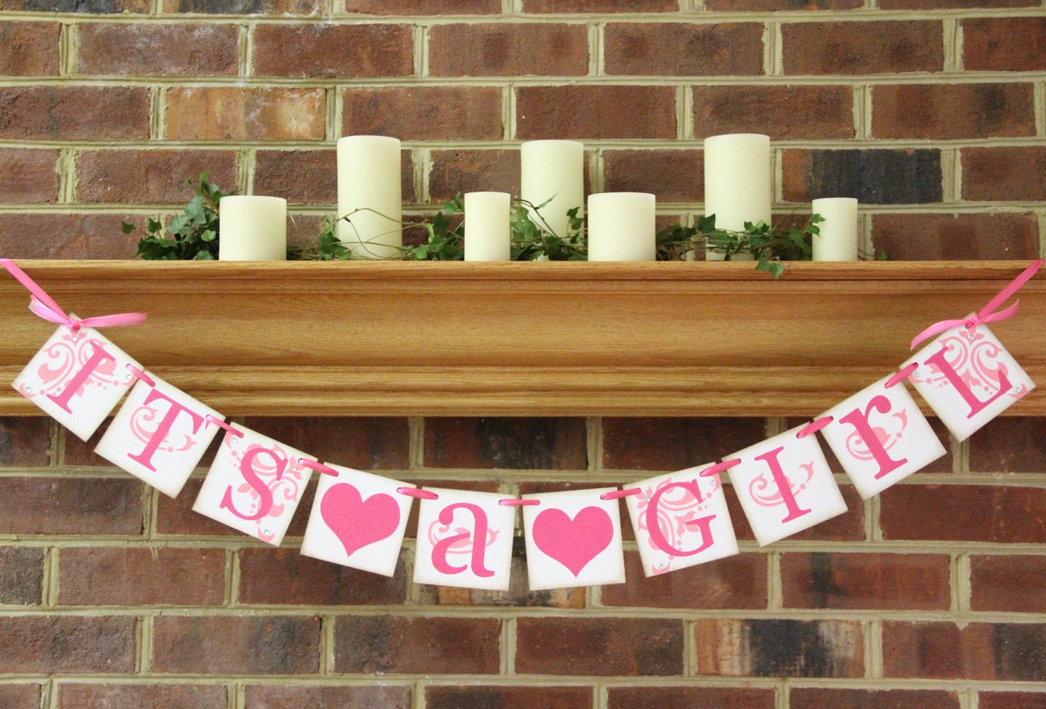 It's A Girl Banner, Baby Shower, Birth, Announcements with Your Custom Colors