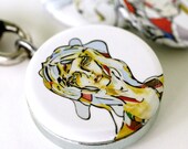 Expressionist Portrait Locket - Magnetic Necklace - Interchangeable 3 in 1 Recycled by Lucita Peek and Polarity