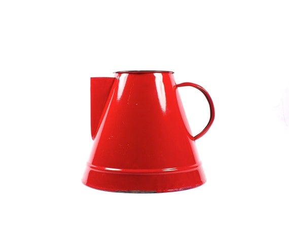 Retro tin red pitcher